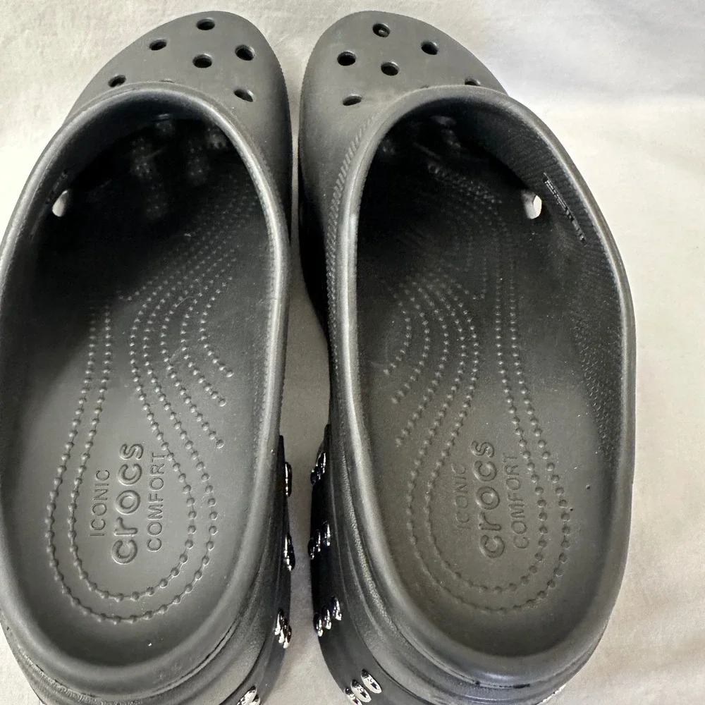 Crocs Siren Studded Platform‎ Clog Mule Black Mens Size 11 Goth Bratz